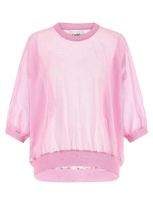 Nude Semi-Sheer Balloon-Sleeve Sweater