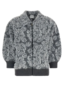 Textured Jacquard Zip Cardigan