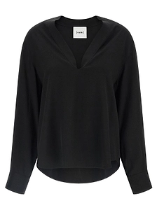 Nude V-Neck Relaxed Blouse