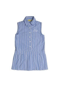 Off-White Kids Striped-Pleated Arrow Motif Dress