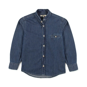 Nupkeet Long-Sleeved Curved Hem Denim Shirt