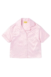 Off-White Kids All-Over Logo Jacquard Short-Sleeved Satin Shirt