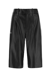 Off-White Logo Printed Leather Shorts