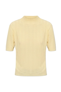 Laya Ribbed Mock-Neck Knitted Top