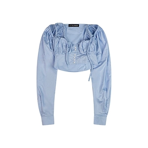 Ottolinger Cropped Button-Fastened Gathered Blouse