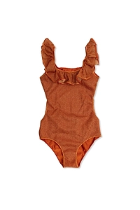 OsÉRee Kids Ruffled Lurex One-Piece Swimsuit