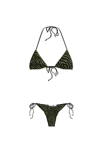 OsÉRee Printed Lurex Triangle Bikini Set