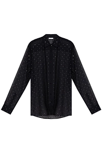 OsÉRee Stud Embellished Mesh Beach Shirt