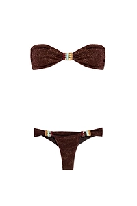 Tied Fastened Glitter Embellished Bikini
