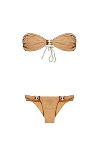 Tied Fastened Glitter Embellished Bikini