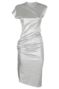 Paco Rabanne Asymmetric Gathered Midi Dress