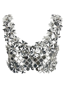 Paco Rabanne 3D Floral Disc Crop Bralette Top
