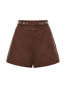 Ottod'ame Embroidered High-Waist Shorts