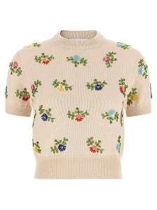 Paco Rabanne Beaded Floral Knitted Top