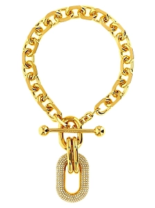 Paco Rabanne Crystal Pendant Chain Necklace