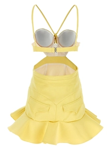 Paco Rabanne Cut-Out Flounce Mini Dress