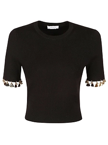Paco Rabanne Charm-Trim Short Sleeved Cropped T-Shirt