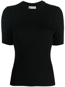 Paco Rabanne Crewneck Ribbed-Knit Top