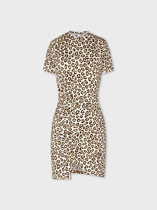 Paco Rabanne Draped Animal-Print Mini Dress