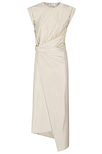 Paco Rabanne Gathered-Detail Draped Crewneck Midi Dress