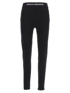 Paco Rabanne Logo Detailed High Waisted Leggings
