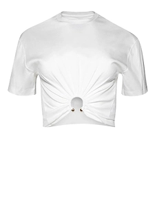 Paco Rabanne Ring-Embellished Cropped T-Shirt