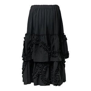 Black Comme Des GarÇOns Elasticated Waistband Ruffle Skirt