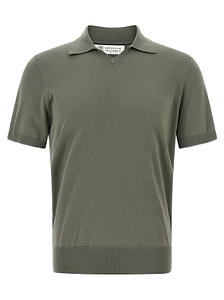 Brunello Cucinelli Short Sleeved Ribbed Polo Shirt