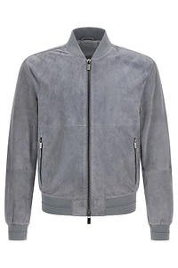 Pal Zileri Ribbed Trim Suede Jacket