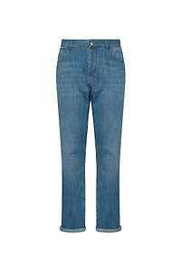 Brunello Cucinelli Logo Patch Tapered Jeans