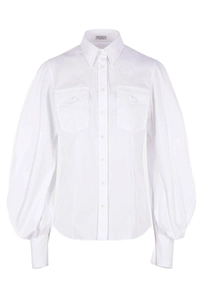 Brunello Cucinelli Long-Sleeved Curved Hem Shirt