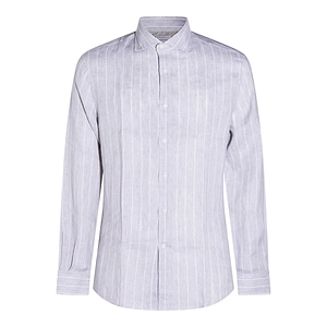 Brunello Cucinelli Pinstriped Curved Hem Shirt