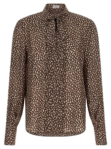 Brunello Cucinelli Polka Dot Printed Tie-Fastened Shirt