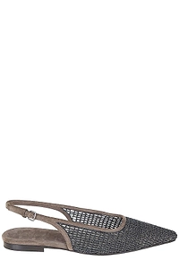 Brunello Cucinelli Pointed Toe Slingback Flats