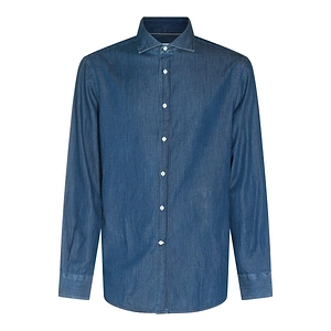 Brunello Cucinelli Curved Hem Buttoned Denim Shirt