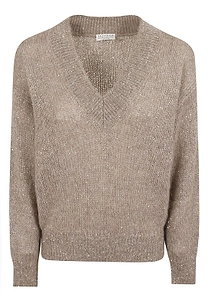 Brunello Cucinelli Sequined V-Neck Knitted Sweater