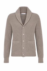 Brunello Cucinelli Shawl Collar Ribbed Cardigan