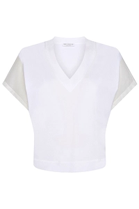 Brunello Cucinelli Sheer Panel V-Neck T-Shirt