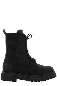 Brunello Cucinelli Shearling Trim Lace-Up Boots