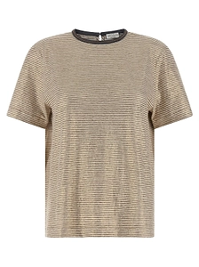 Brunello Cucinelli Shiny Collar Detail T-Shirt