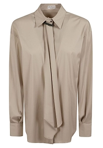 Tie-Neck Long-Sleeve Shirt