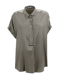 Brunello Cucinelli Short-Sleeved Buttoned Blouse