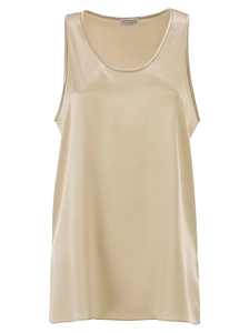 Brunello Cucinelli Side Slit Satin Blouse