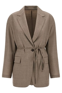 Brunello Cucinelli Single Breasted Belted Blazer