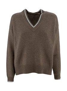 Brunello Cucinelli V-Neck Long-Sleeved Sweater