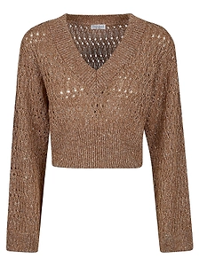 Brunello Cucinelli V-Neck Ribbed Jumper
