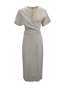 Brunello Cucinelli V-Neck Short-Sleeve Dress