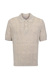 Brunello Cucinelli Wide Rib Knit Polo Shirt