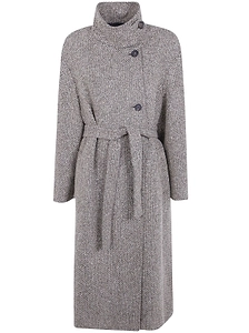 Brunello Cucinelli Sparkling Chevron Belted Coat
