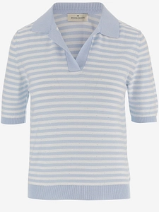 Bruno Manetti Striped Knit Polo Top